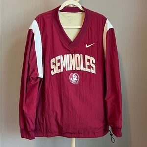 Nike Men's FSU Seminoles Maroon V-Neck Pullover Windbreaker Jacket 2XL